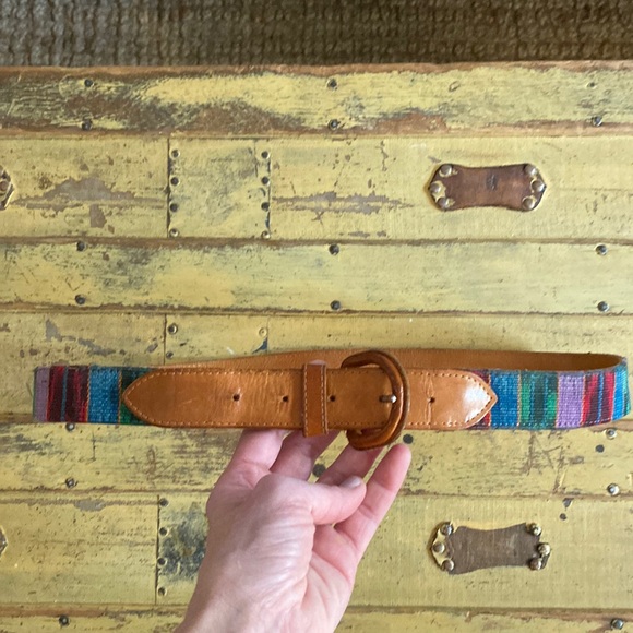 VINTAGE BELT BOHO PATCHWORK WESTERN LEATHER BELT SOUTHWEST STYLE UNISEX 36 main image 7